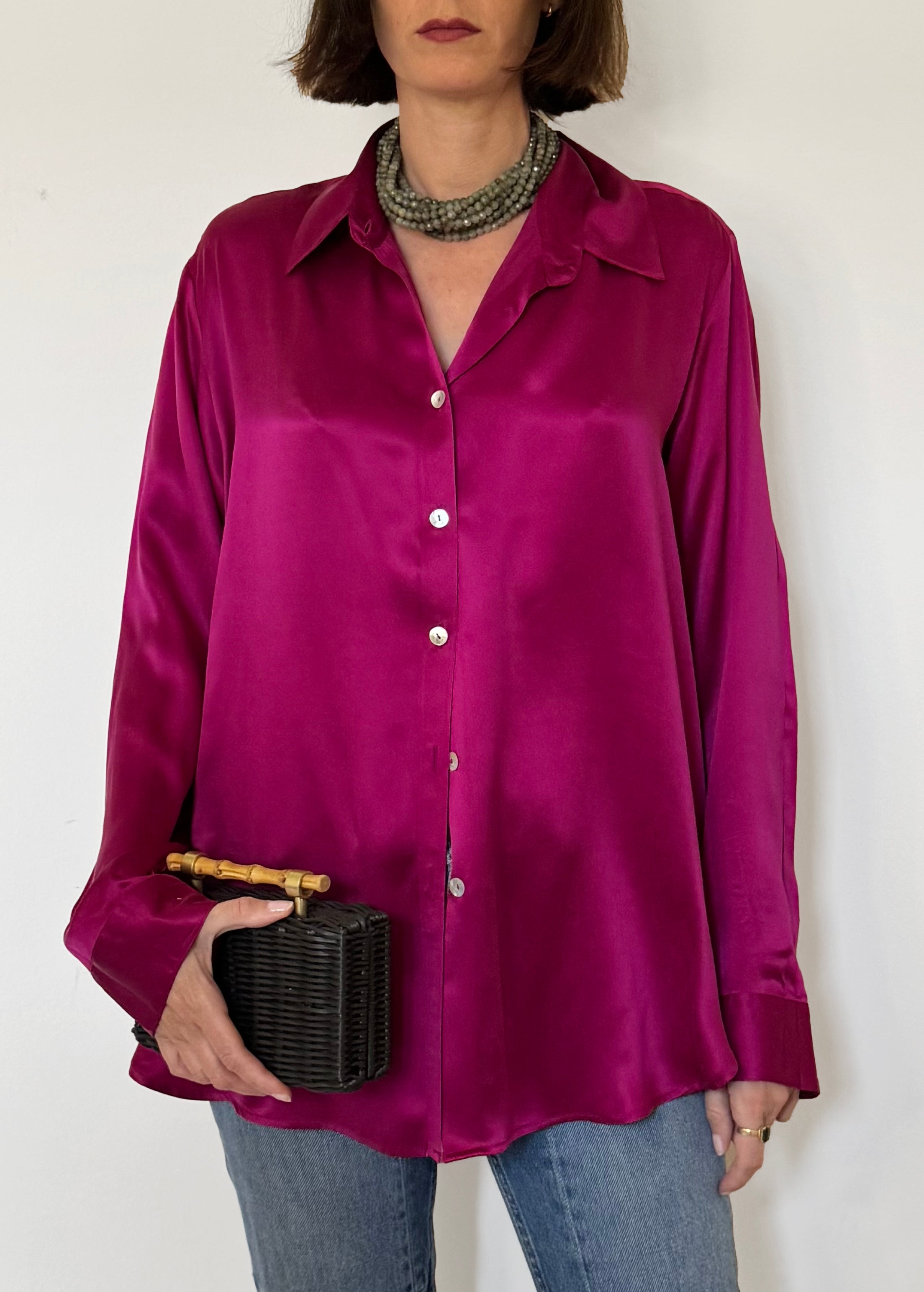 Camicia LaDelfina in raso di seta lavato