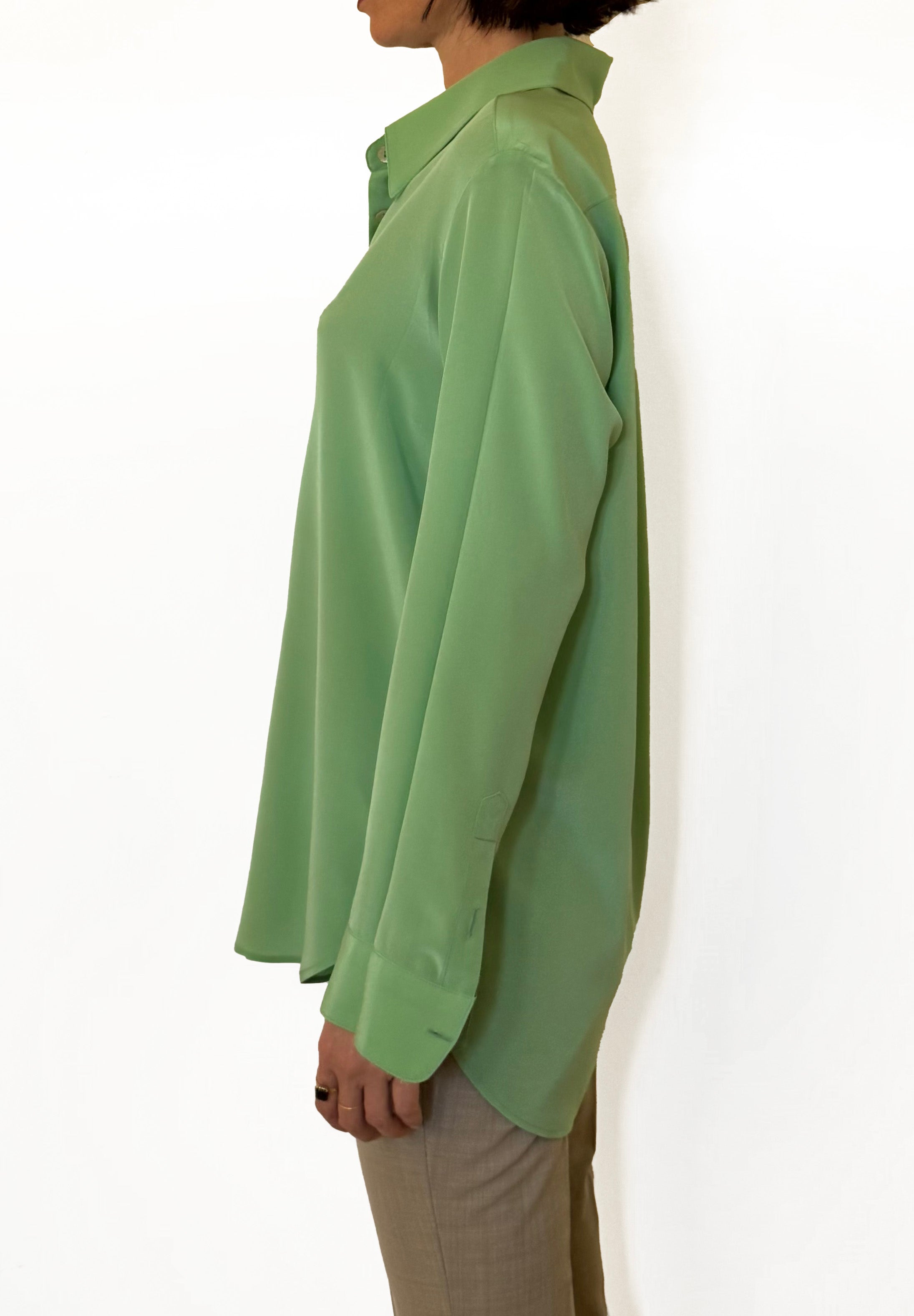 Camicia LaDelfina in crêpe di seta giada