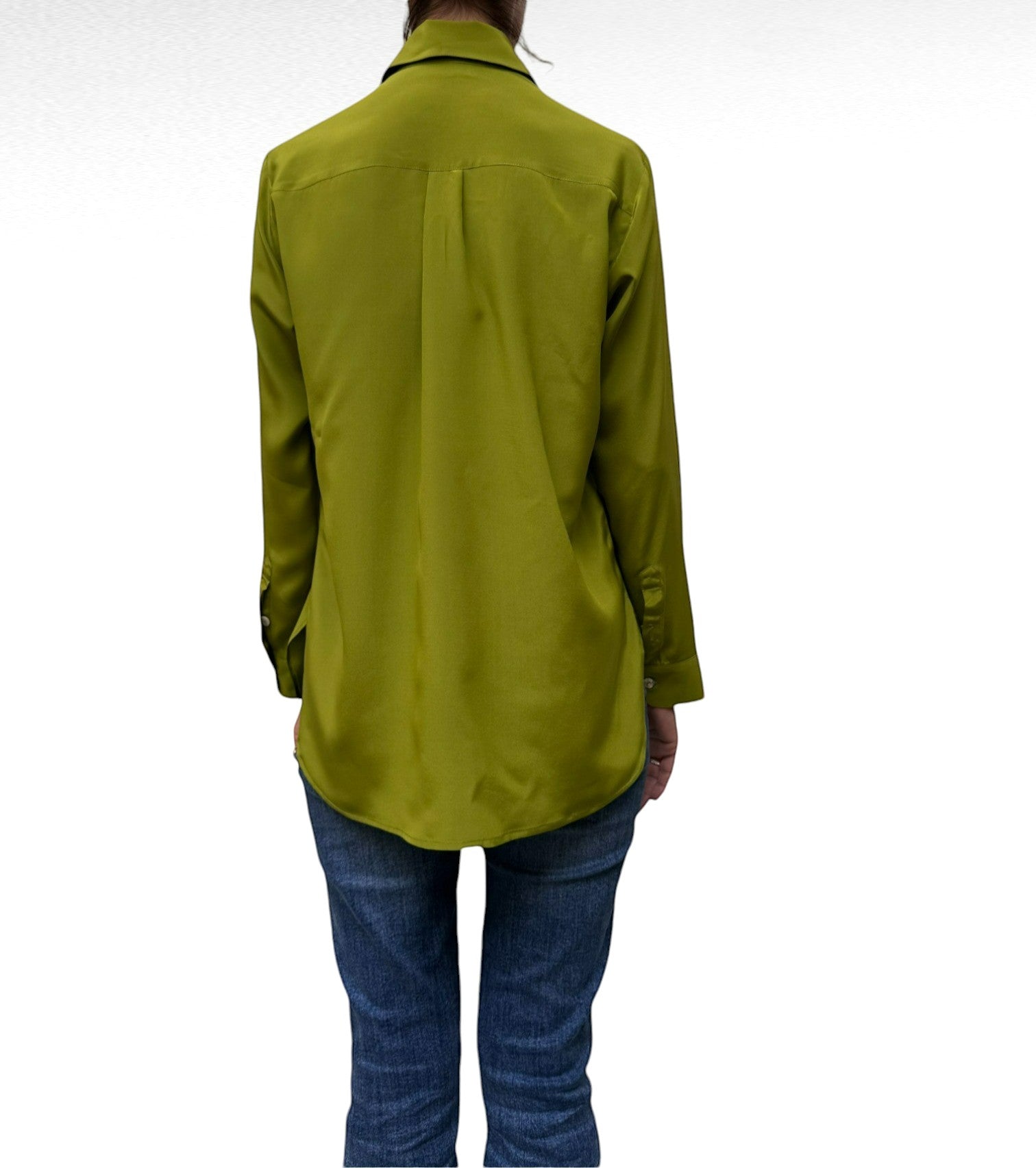 Camicia LaDelfina in crêpe di seta pistacchio