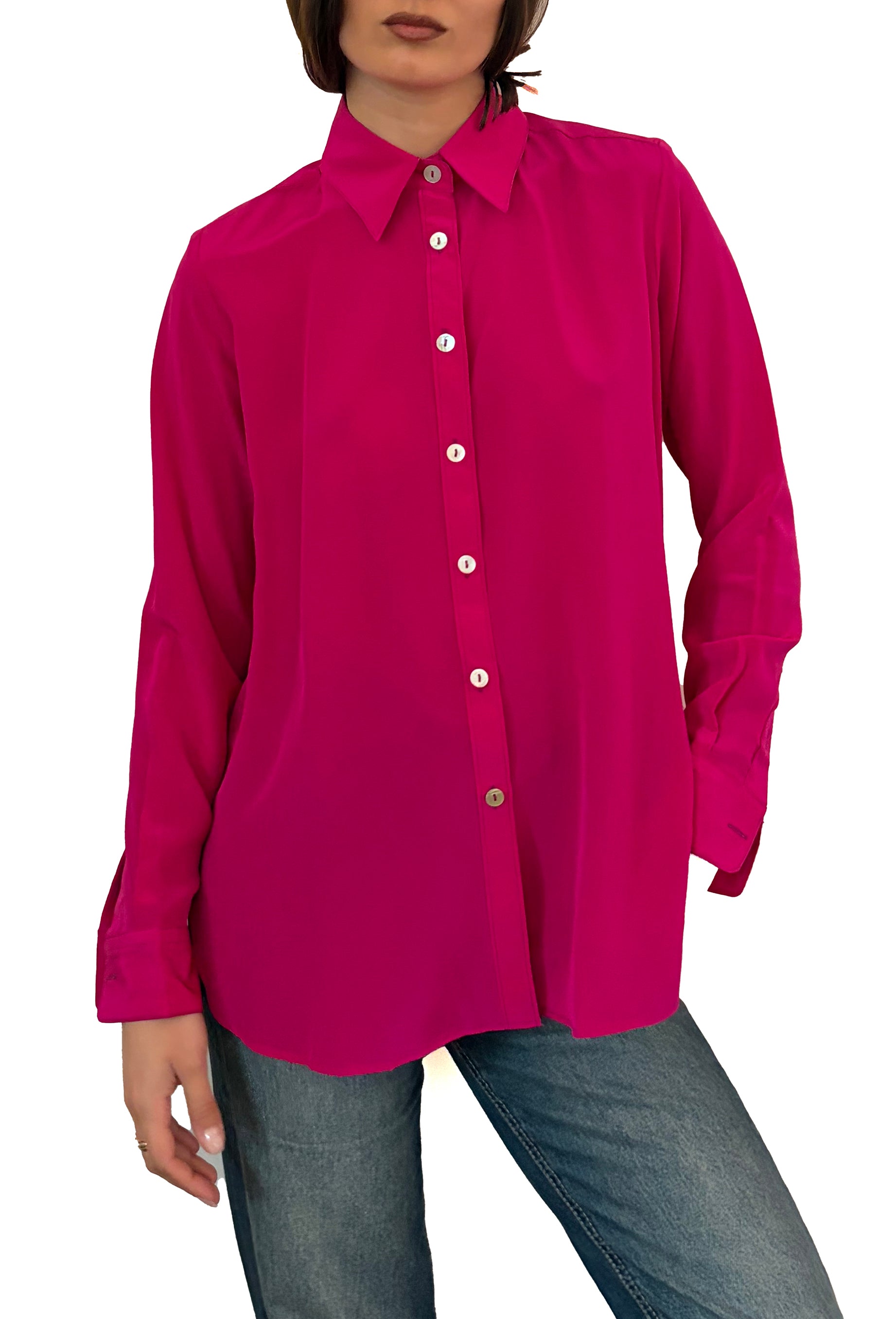 LaDelfina camicia in crêpe di seta fucsia