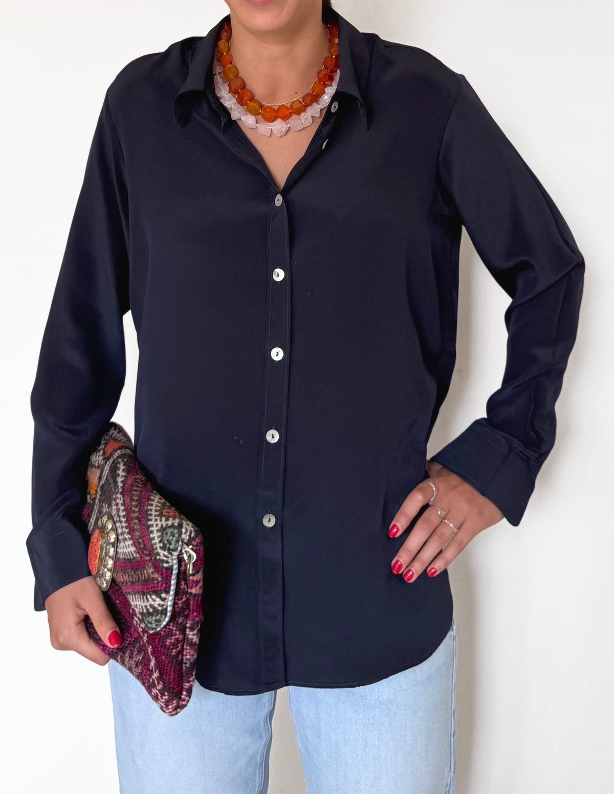 Camicia LaDelfina in crêpe di seta