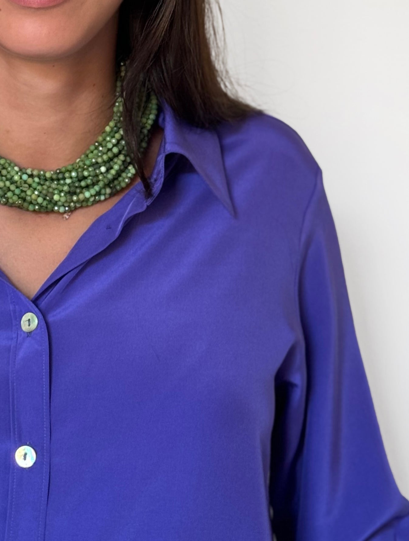 Camicia LaDelfina in crêpe di seta viola