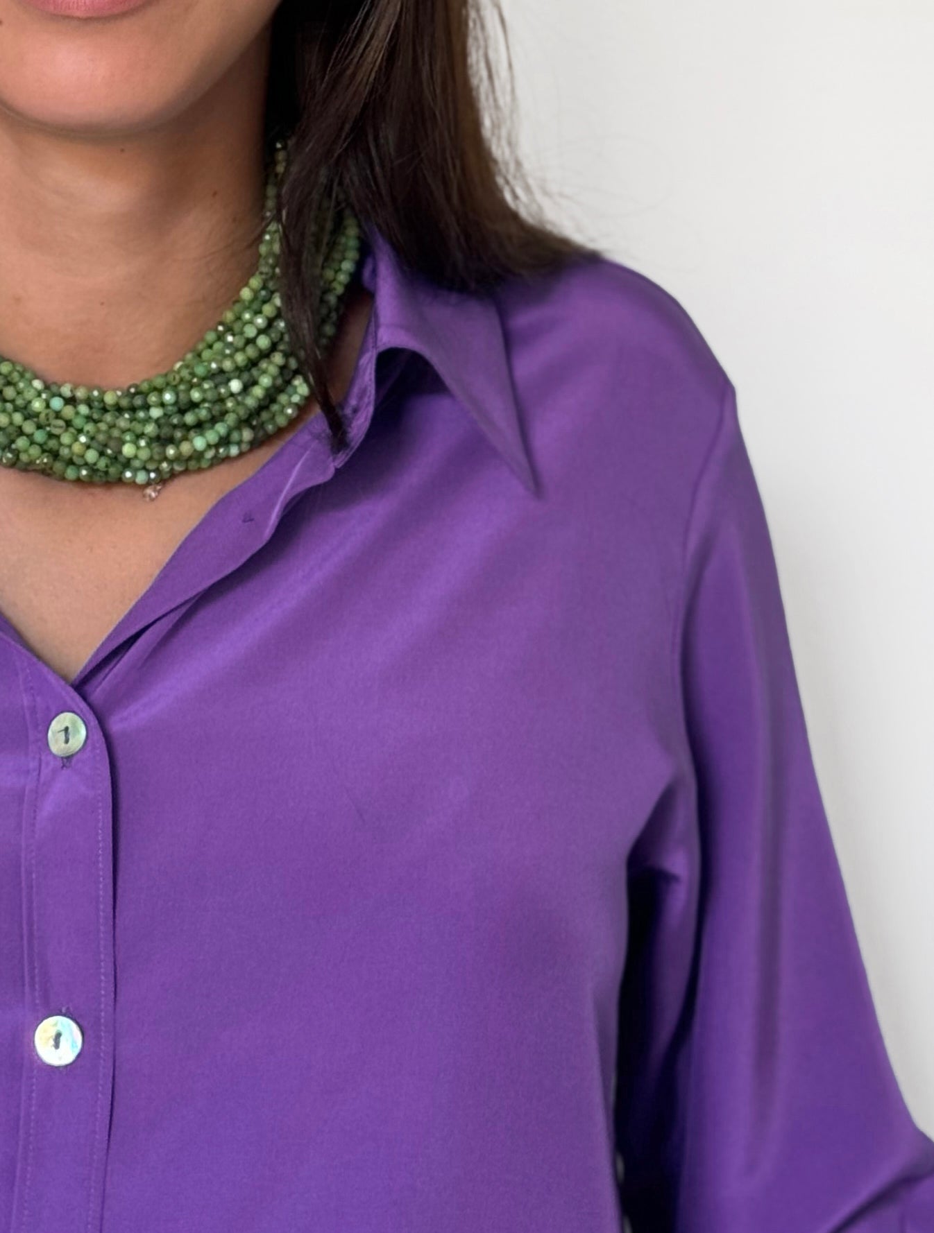 LaDelfina camicia in crêpe di seta viola
