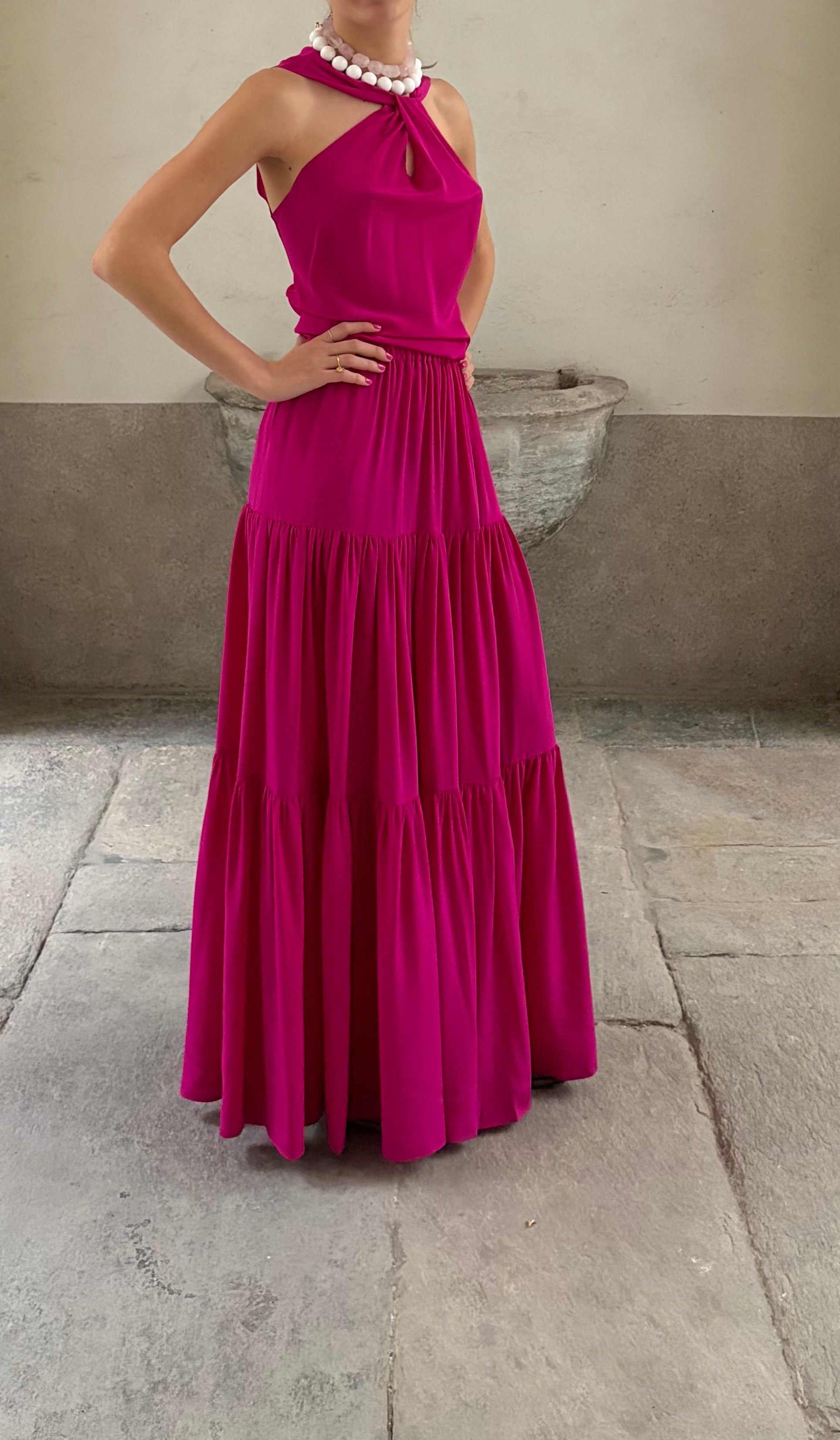 La Maria gonna in seta fucsia