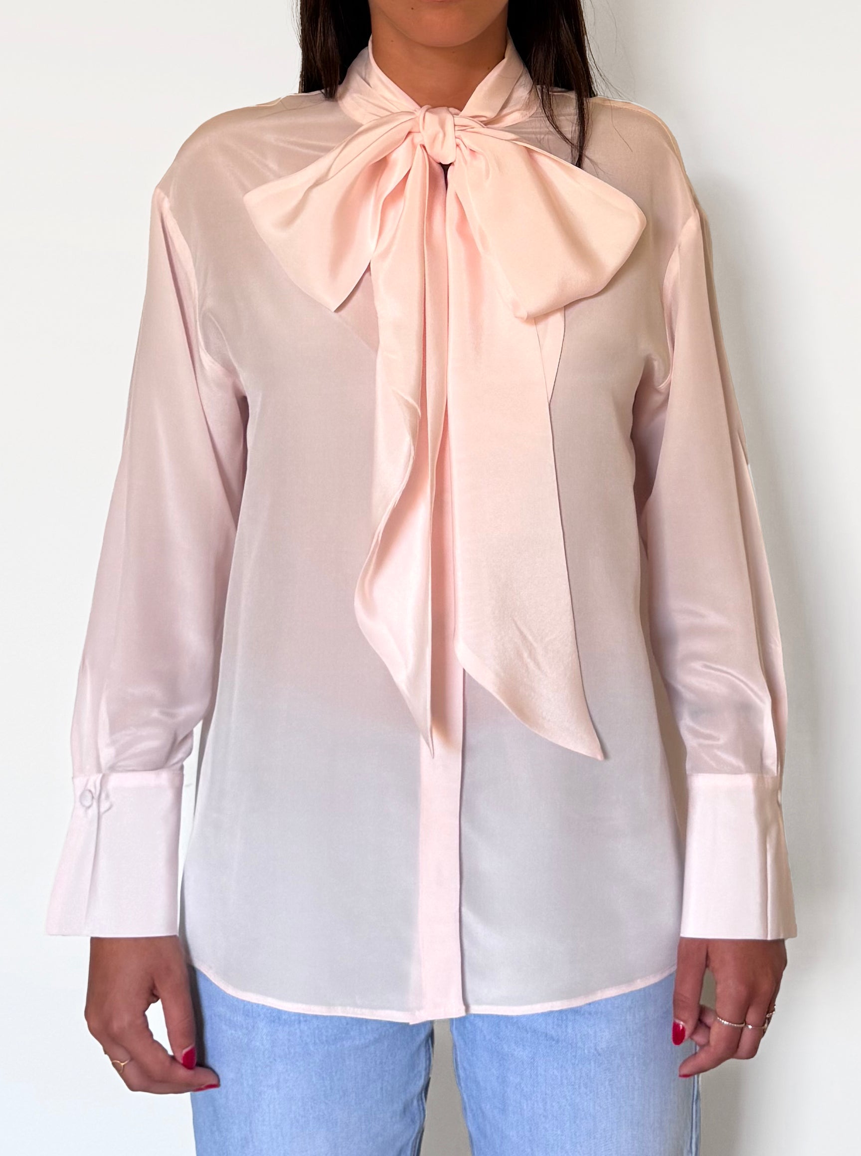 Camicia LaScialla in crêpe di seta rosa chiaro