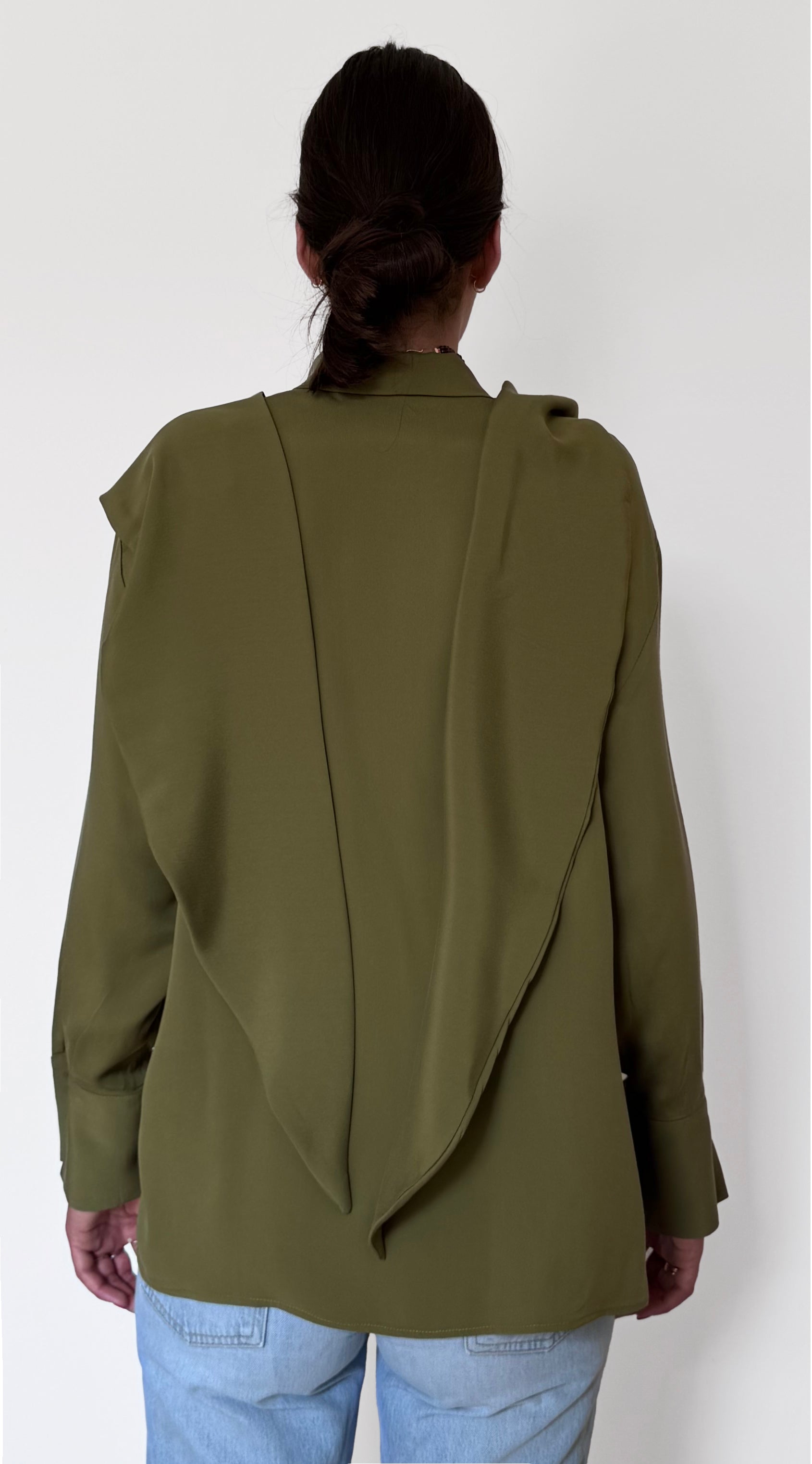 Camicia LaScialla in crêpe di seta oliva