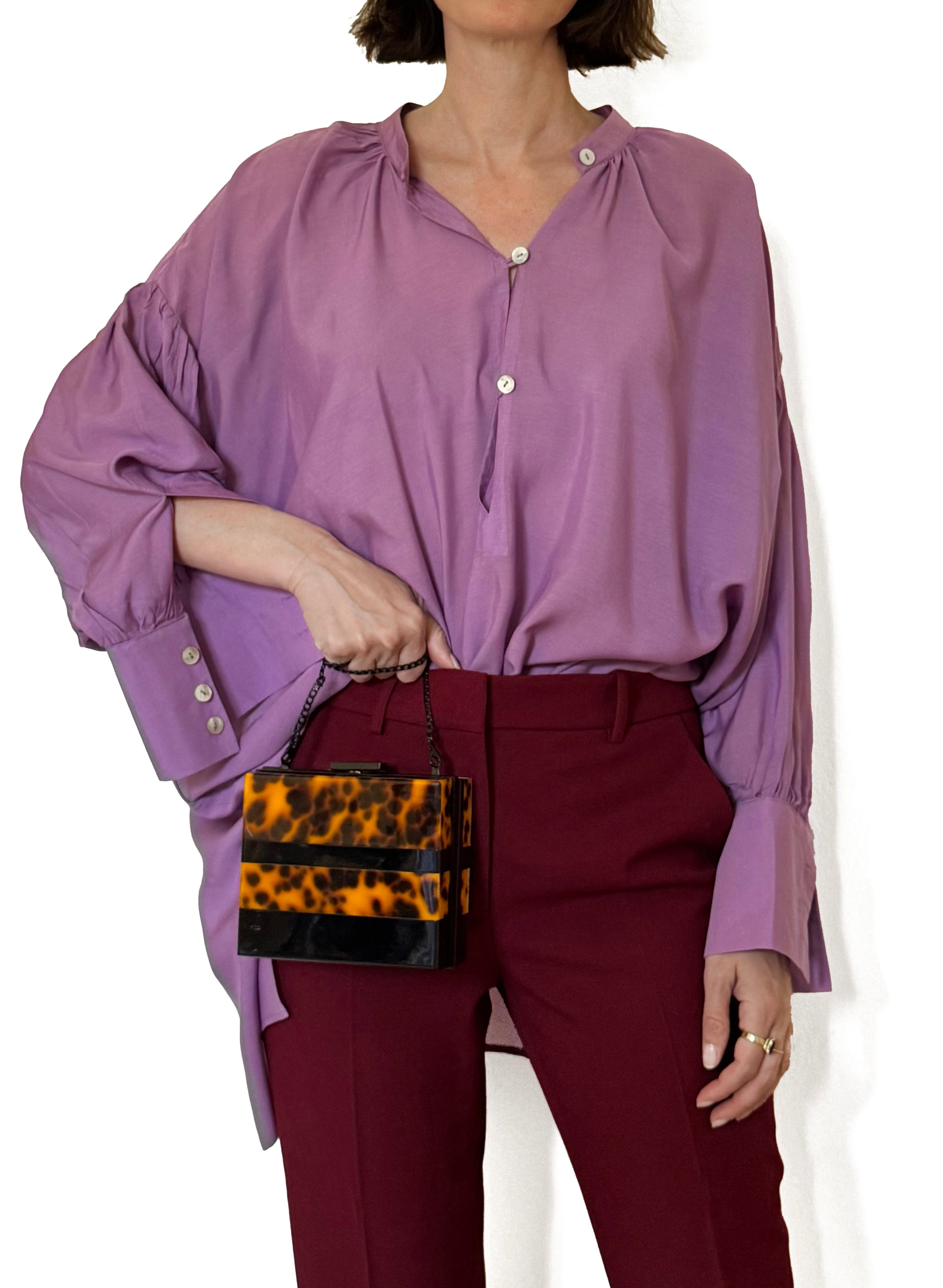 Camicia laGertrude in cotone leggero e seta lavanda