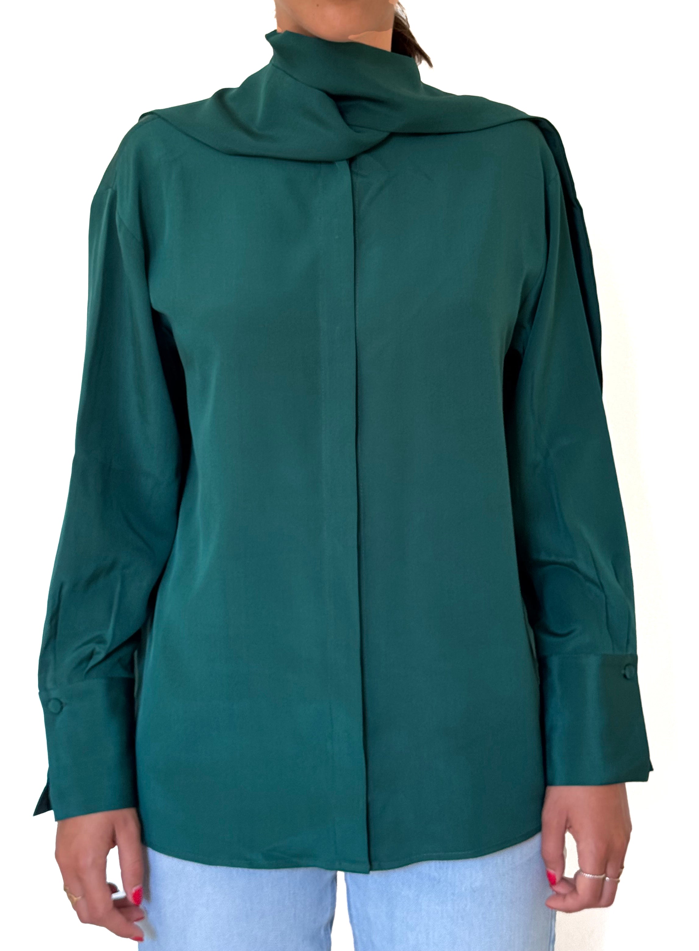 Camicia LaScialla in crêpe di seta verdone