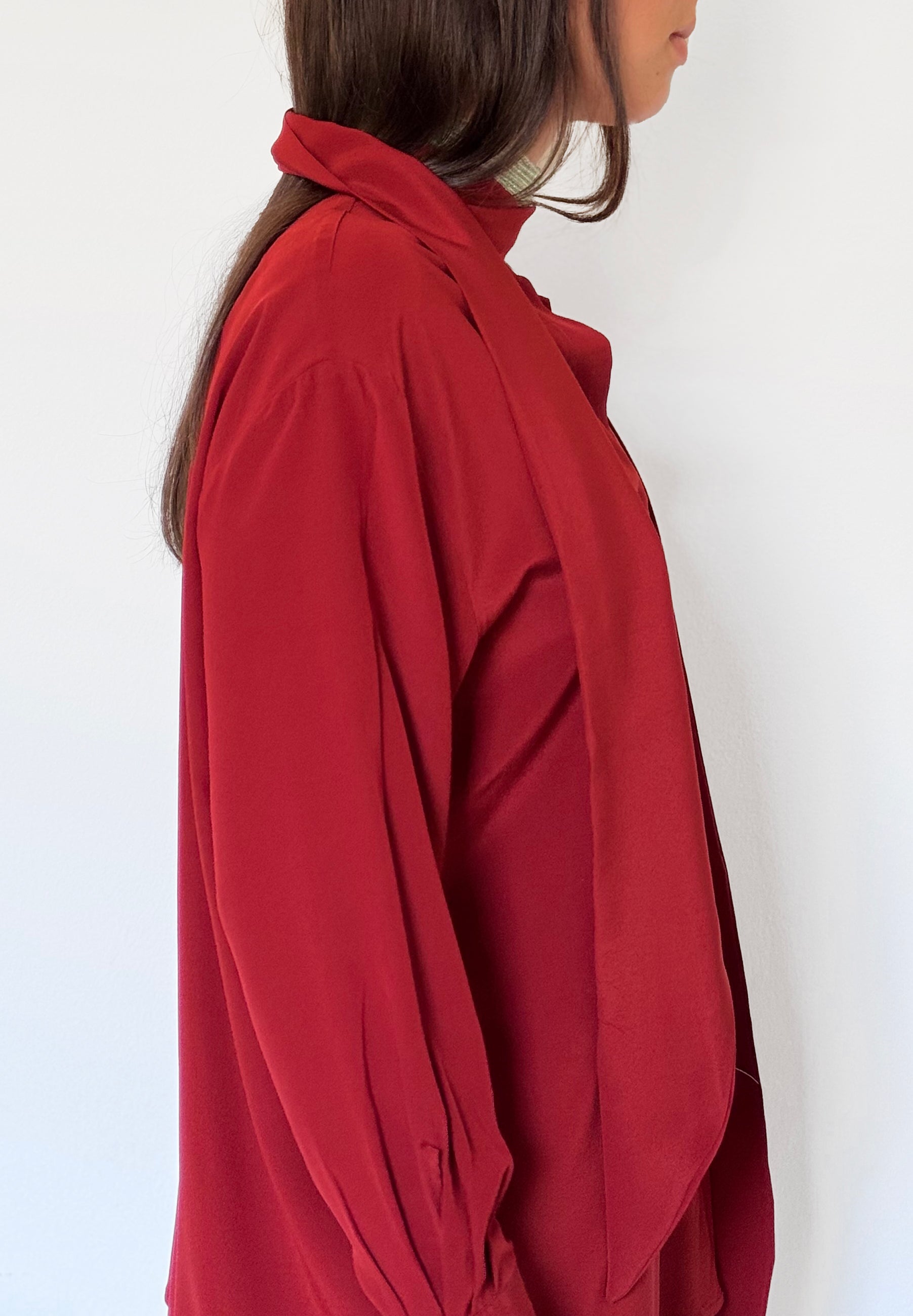 Camicia LaScialla in crêpe di seta rosso mattone