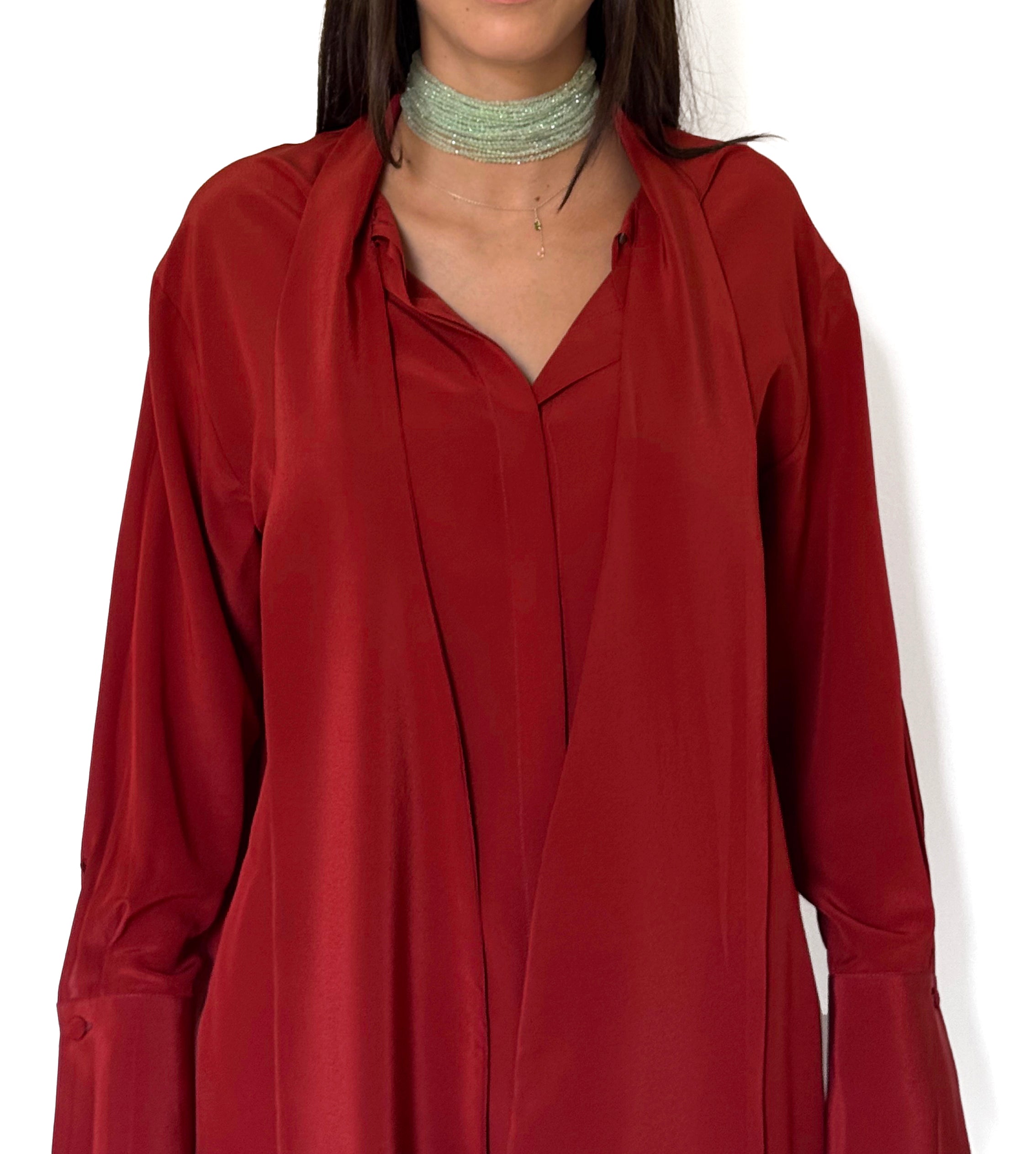 Camicia LaScialla in crêpe di seta rosso mattone