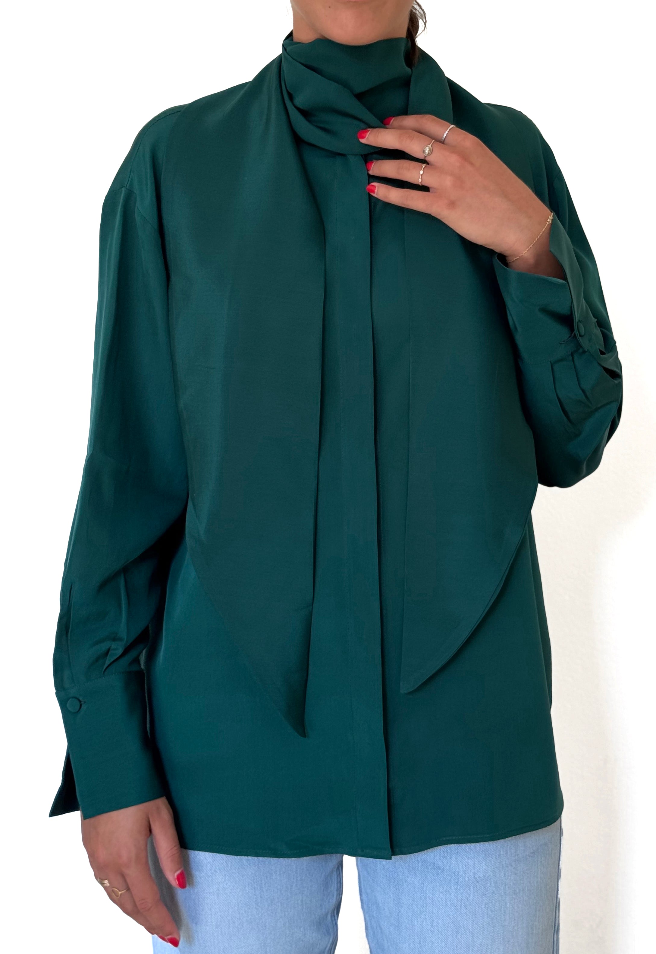 Camicia LaScialla in crêpe di seta verdone