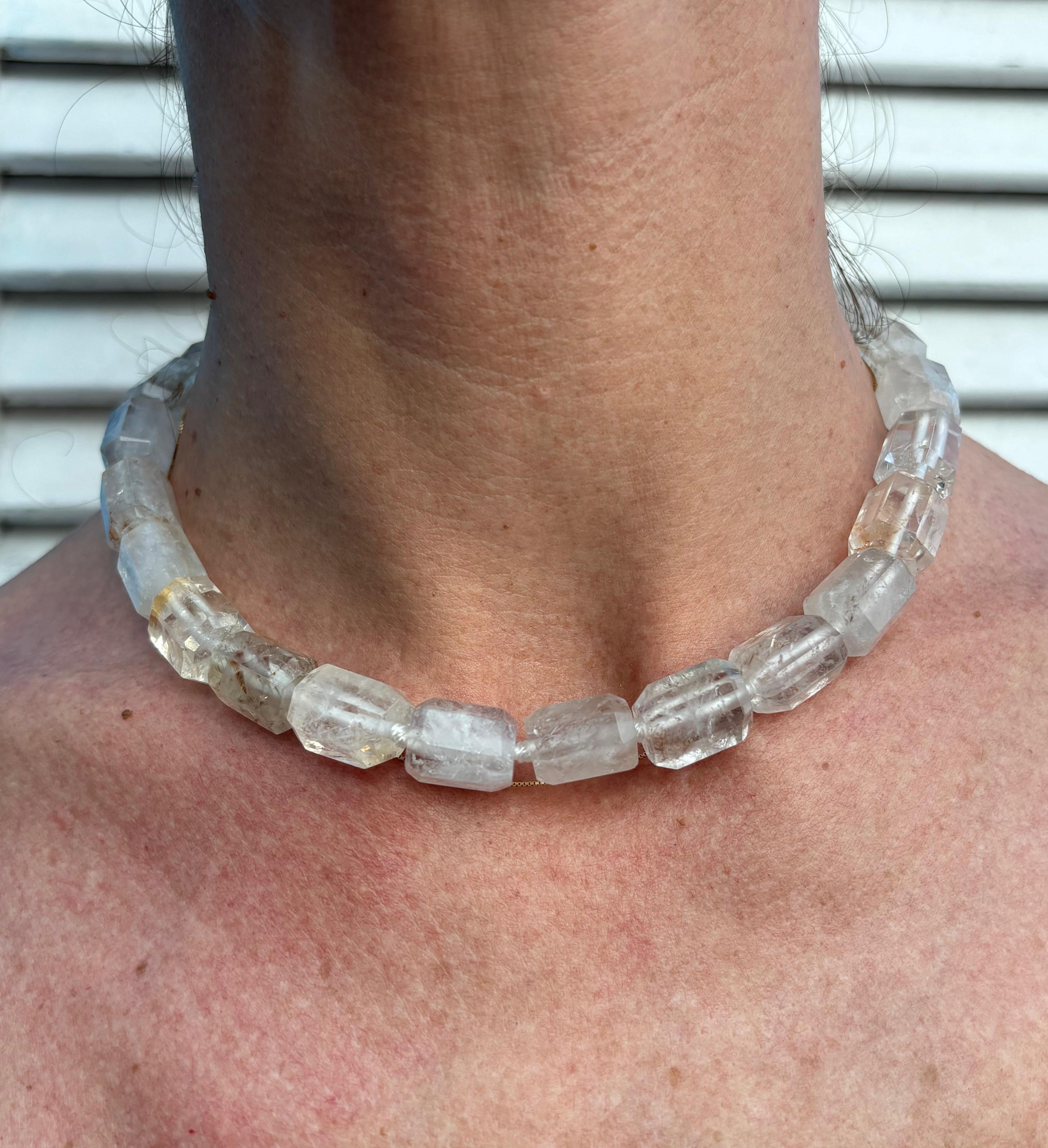 LaMina collana in quarzo bianco