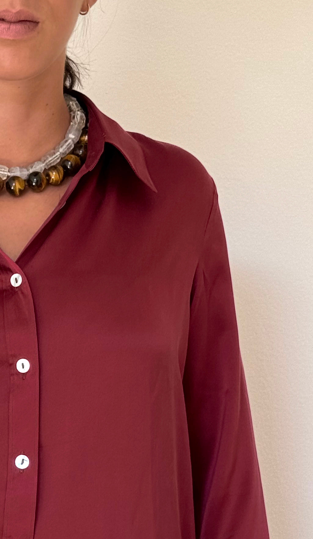 LaDelfina camicia in crêpe di seta bordeaux