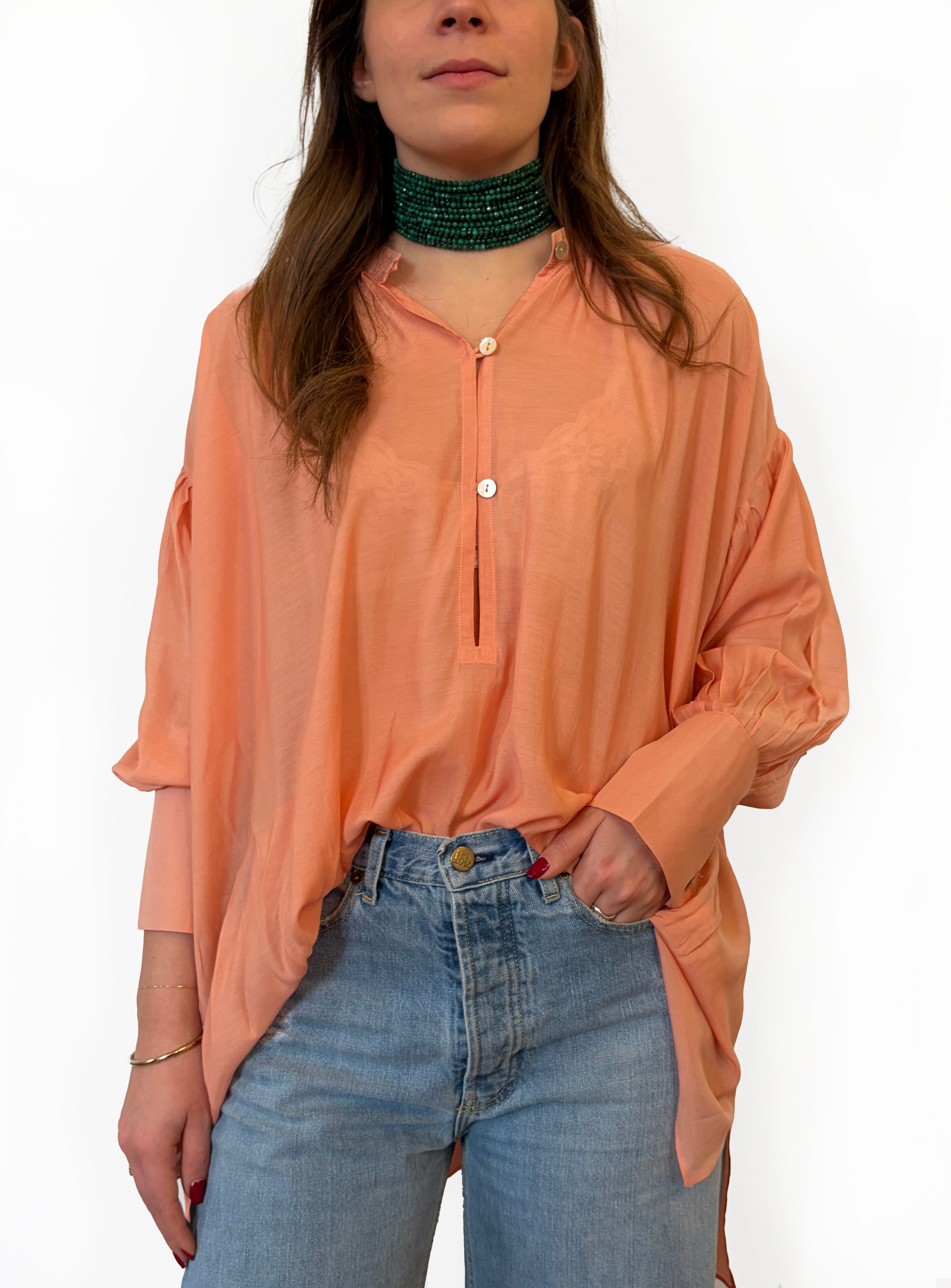 Camicia laGertrude in cotone leggero e seta albicocca
