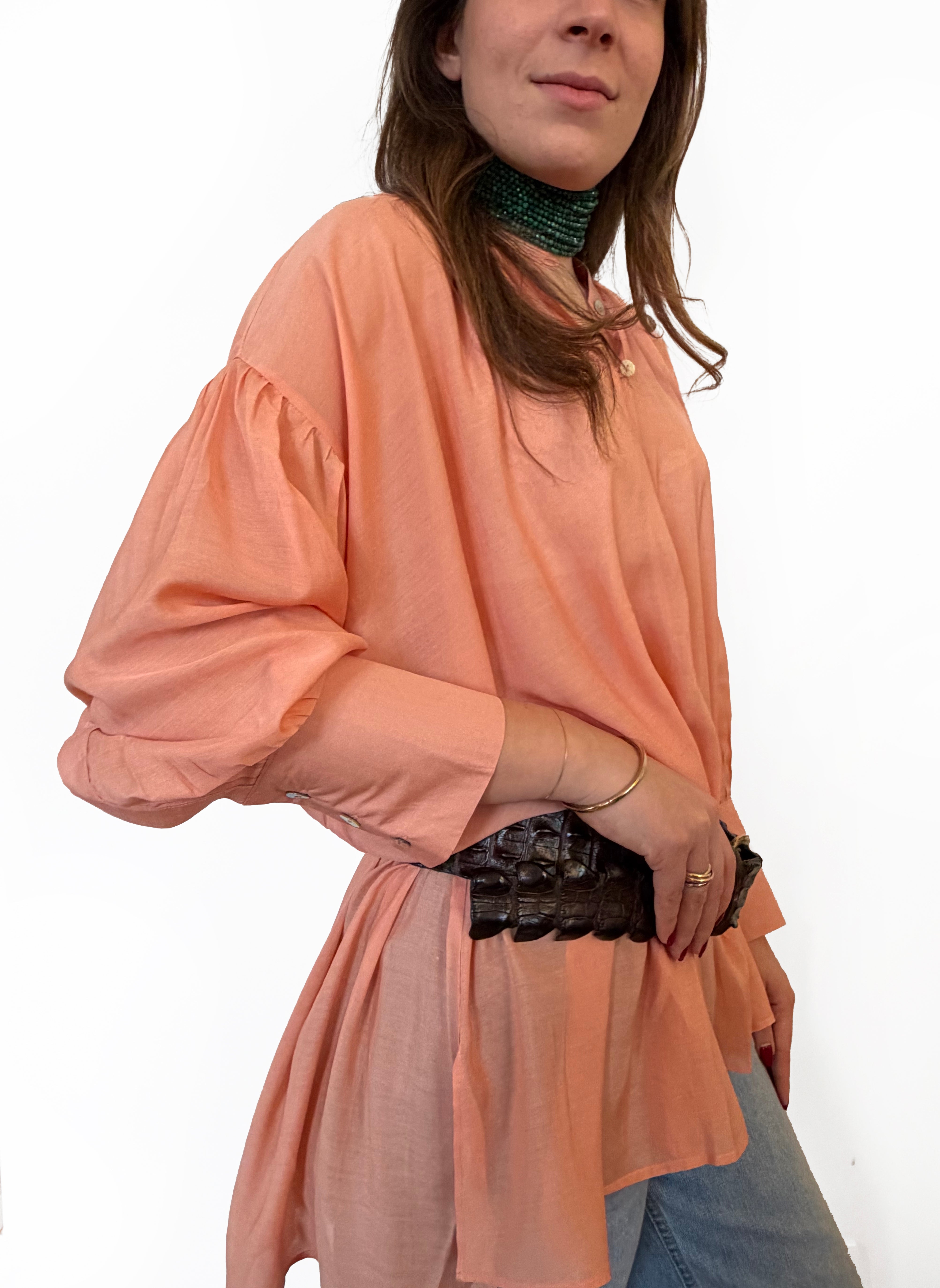 Camicia laGertrude in cotone leggero e seta albicocca