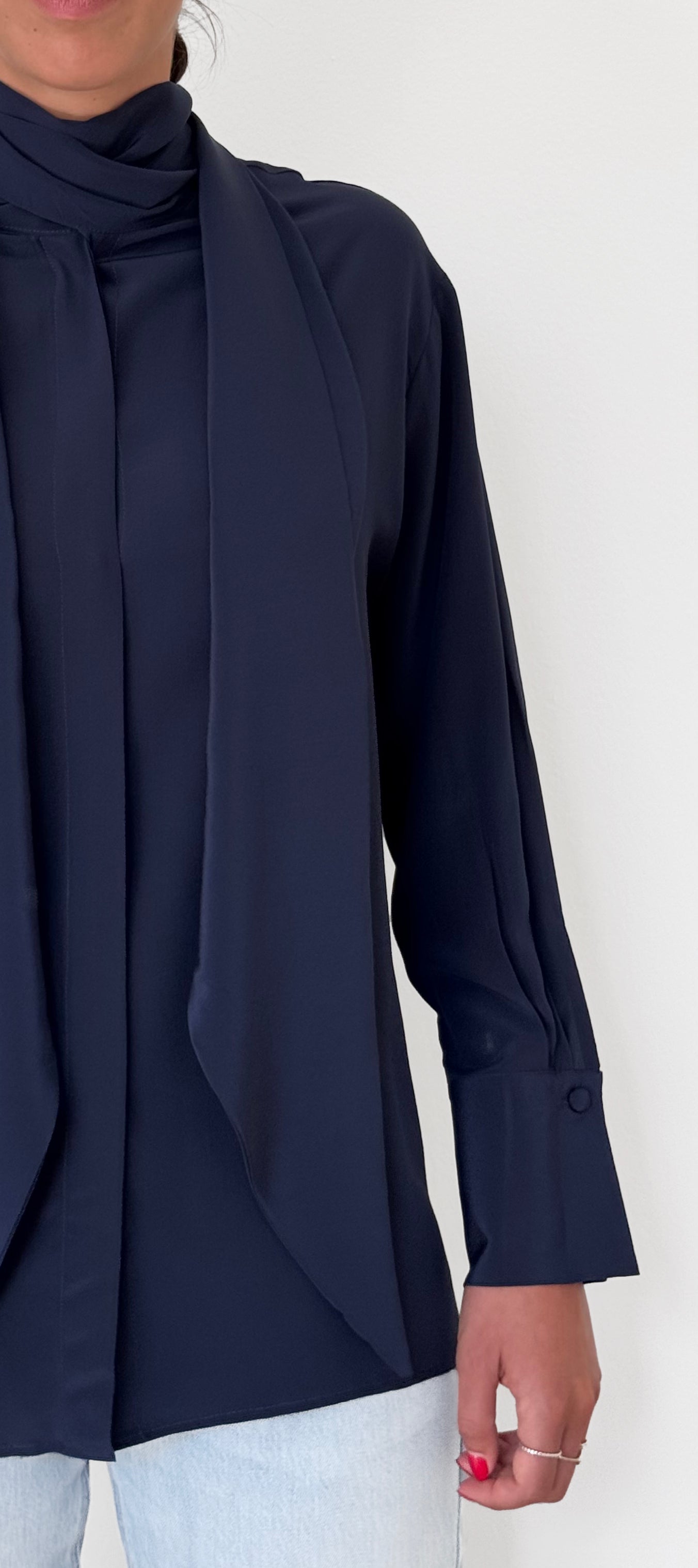 Camicia LaScialla in crêpe di seta blu scuro