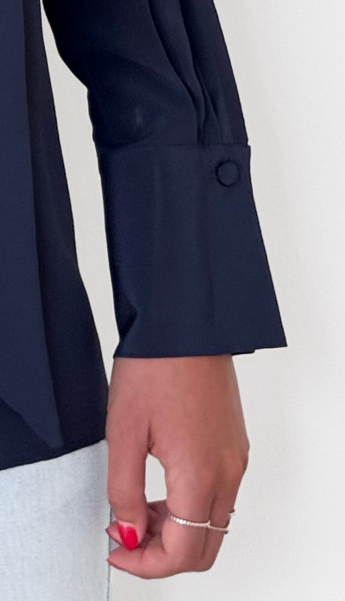 Camicia LaScialla in crêpe di seta blu scuro